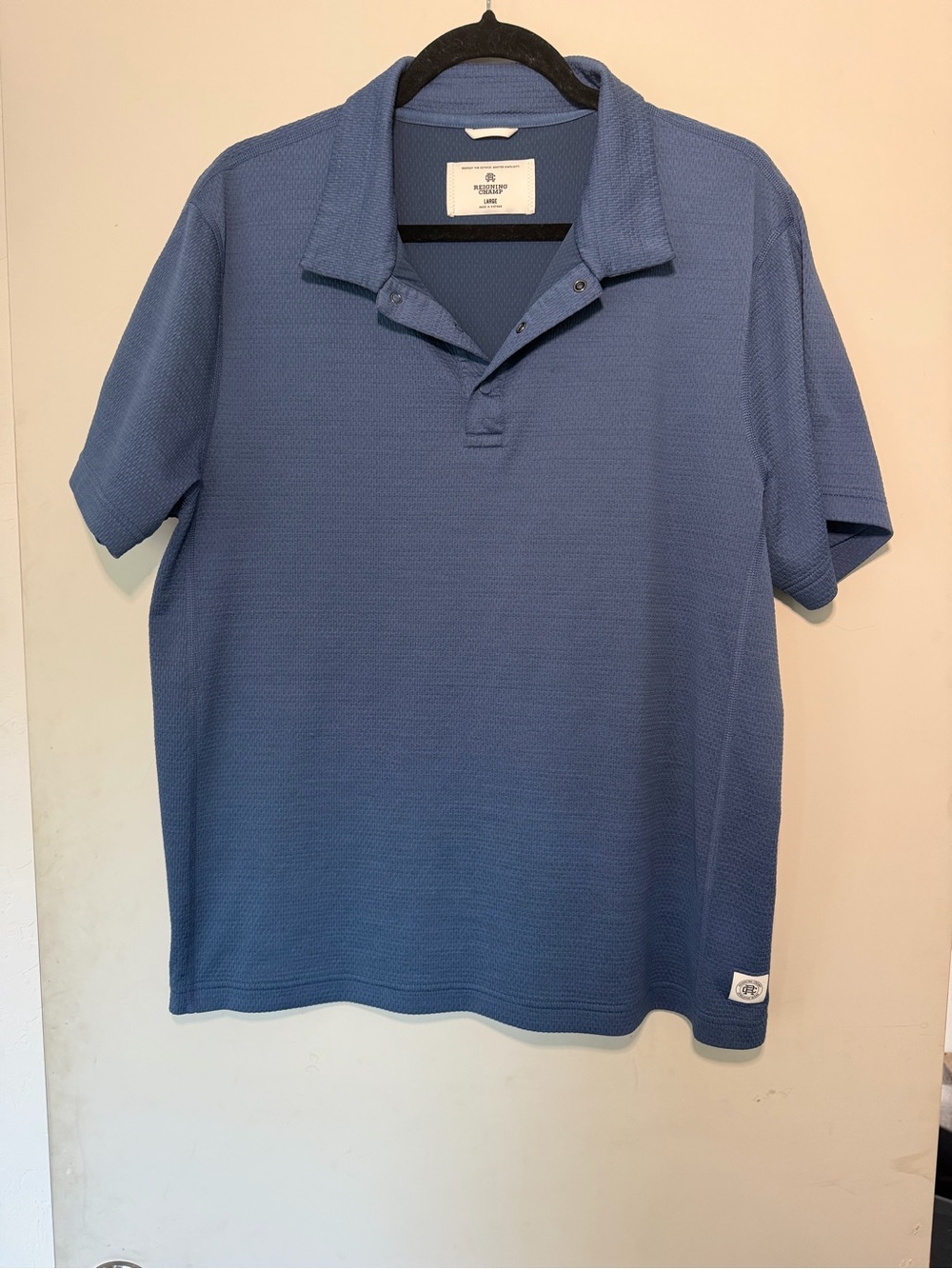 Reigning Champ Men's Slate Blue Short-Sleeve Polo